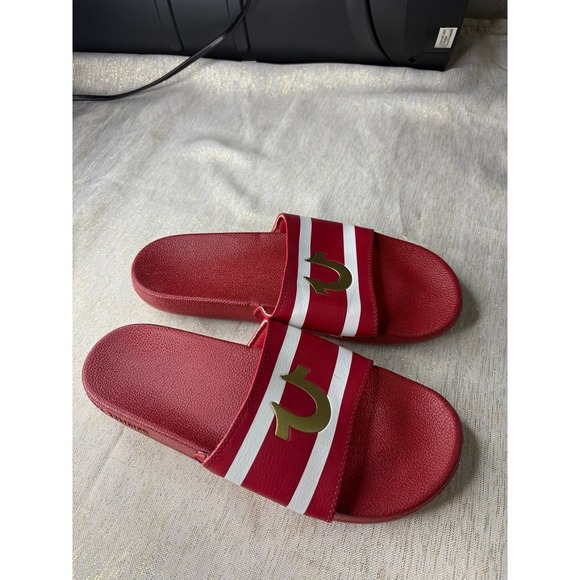 Red True Religion Men's Buddha Logo Slide Sandals size 9 - Picture 3 of 7